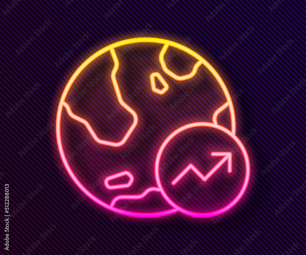 Glowing neon line Financial growth increase icon isolated on black background. Increasing revenue. Vector Glowing neon line Financial growth increase icon isolated on black background. Increasing revenue. Vector