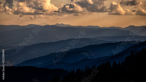 Fototapeta Naklejka Na Ścianę i Meble -  Sunset in the Rarau mountains, Eastern Carpathians, Romania.