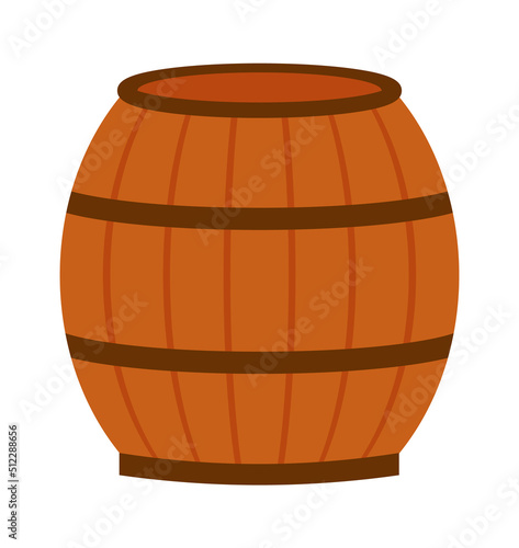 Wooden barrel icon. Vector illustration