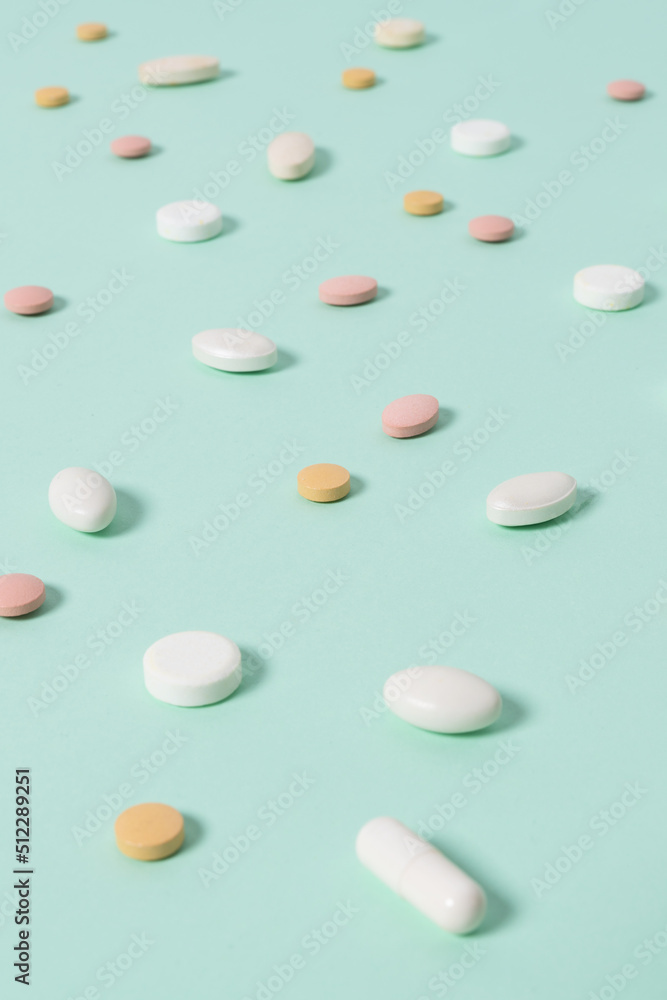 A lot of colorfull pills, vitamins A lot of colorfull pills, vitamins