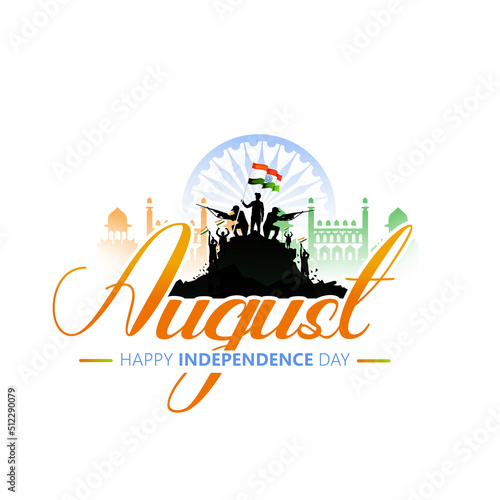 15th August Happy Independence Day of India  wavy Indian flag  tricolour with Famous monument   background 