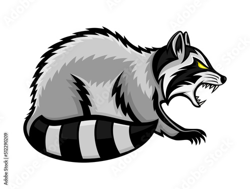 Animal raccoon icon isolated on white background.