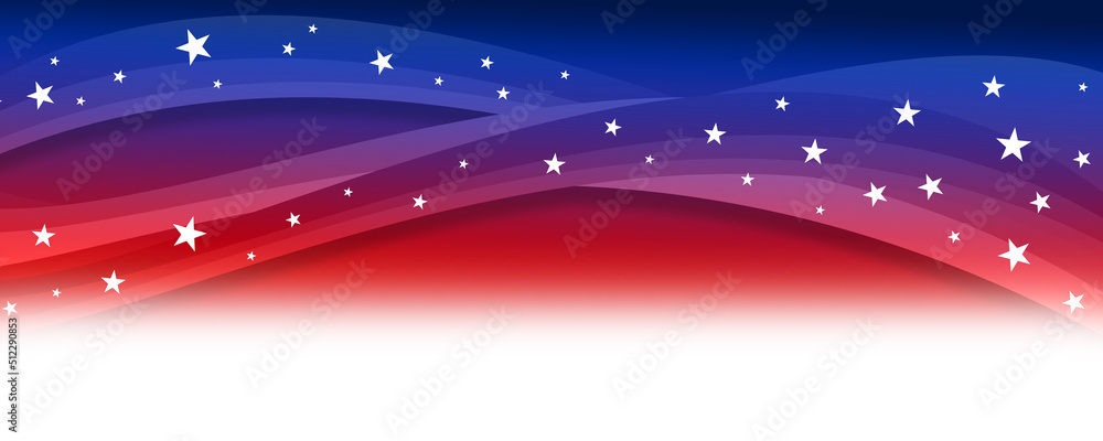 Fototapeta premium An abstract banner illustration for the Fourth of July in red and blue