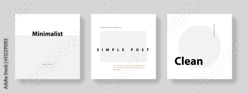 Clean and elegant social media templates pack with minimal background elements. Instagram posts for business with place for photos