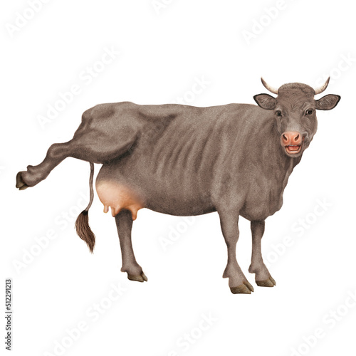 Fotografie vache à lait, rigolote, qui rit, montre sa mamelle, ferme, animal, blanc, bétail