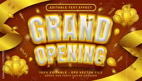 grand opening 3d editable text effect gold and white color