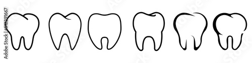 Tooth vector icon set. dentist illustration sign collection. 