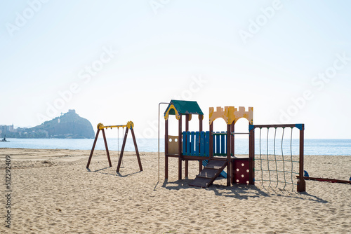 empty slide in the beach playground 