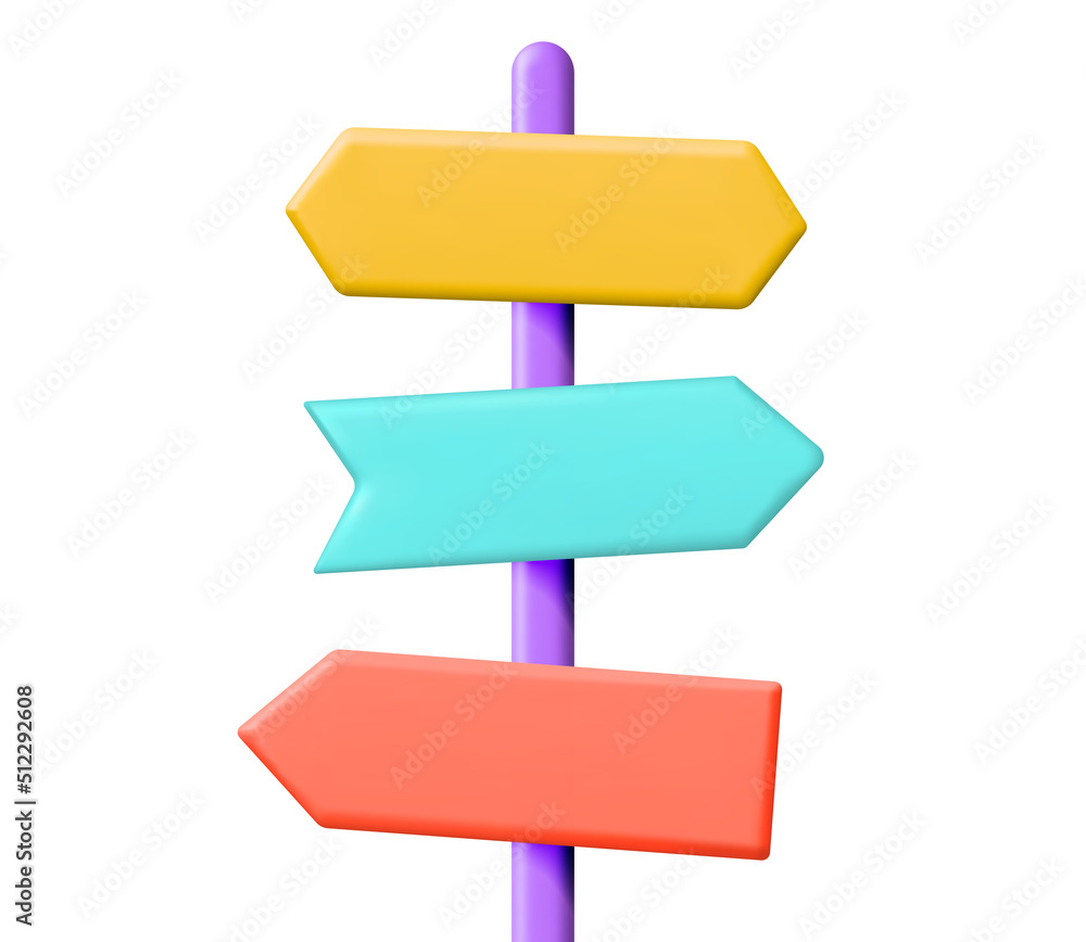 3D Empty Signpost with Directions Isolated 3D Empty Signpost with Directions Isolated