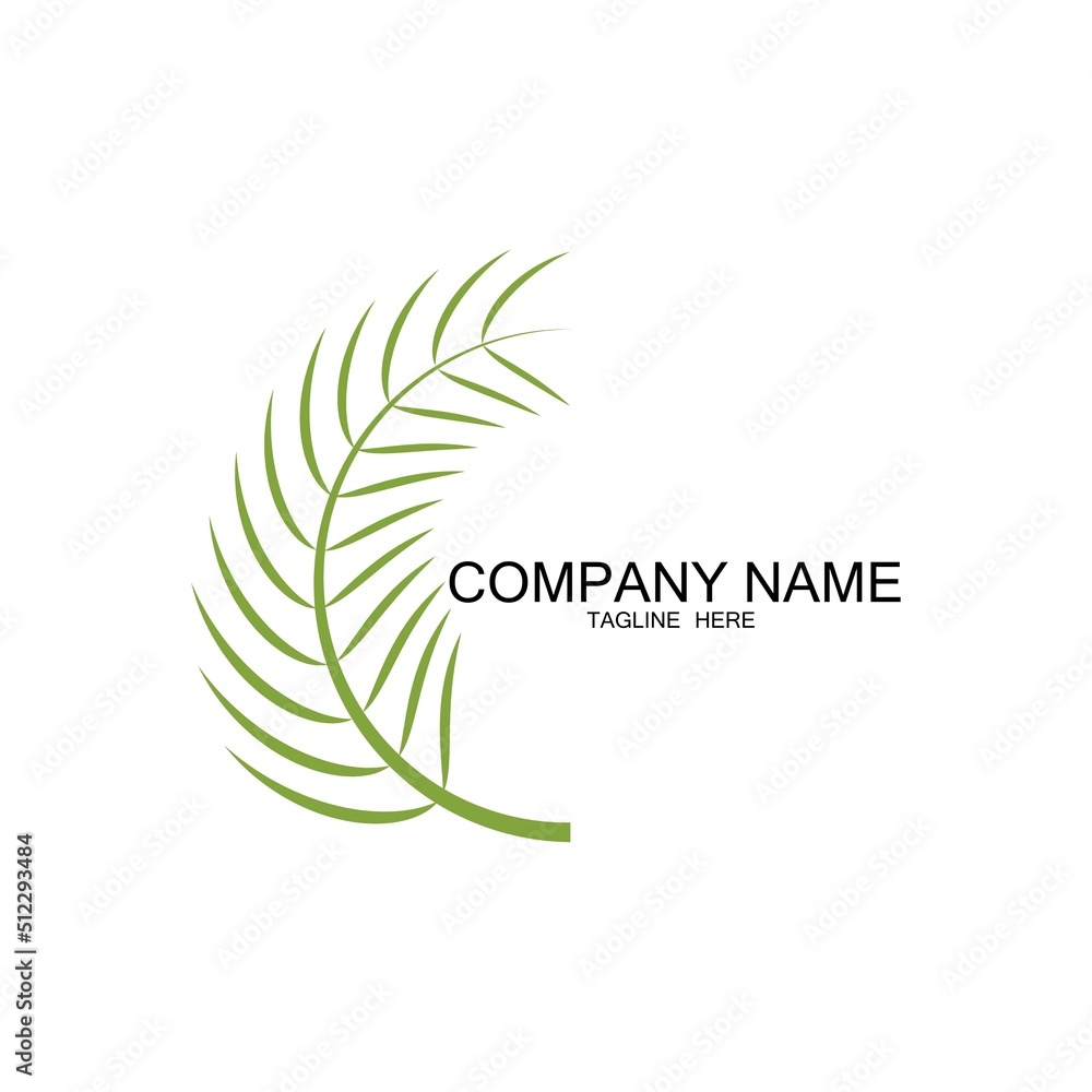 Palm tree leaf illustration logo template vector design