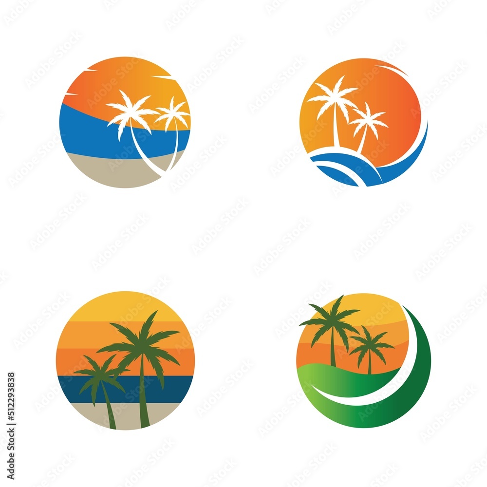 Palm tree summer illustration logo template vector design