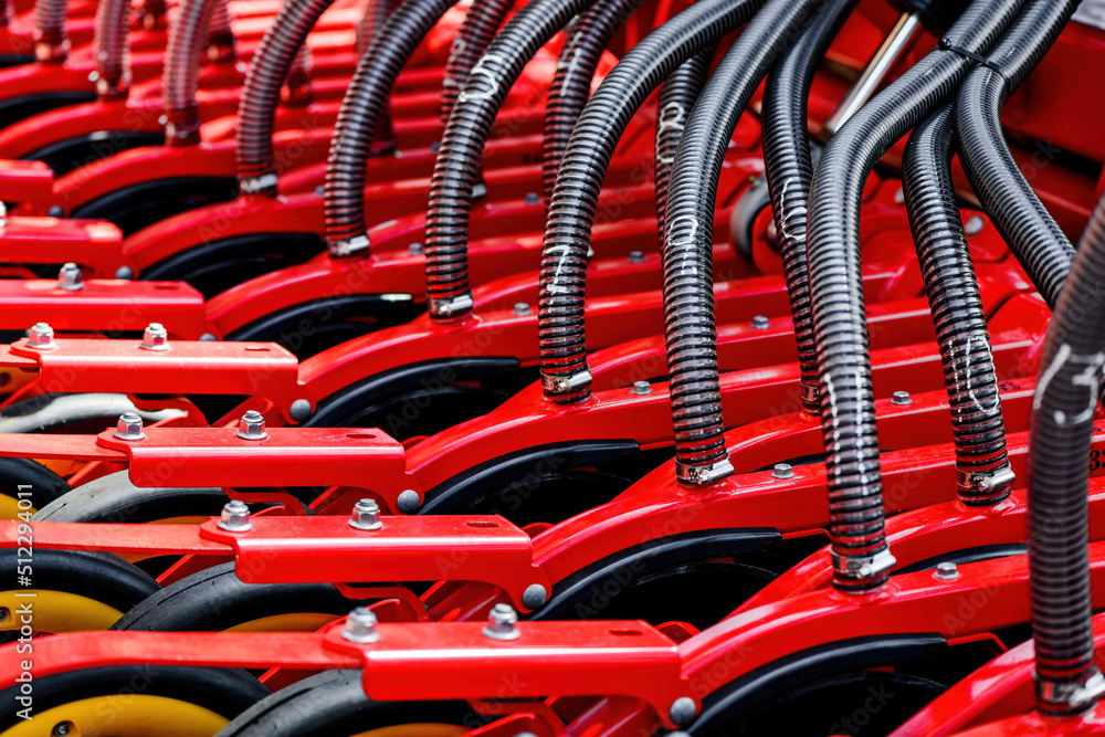 Fototapeta premium Pneumatic seed drill, part of agricultural tractor accessory