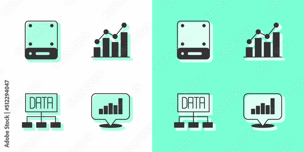 Set Pie chart infographic, Server, Data analysis and icon. Vector Set Pie chart infographic, Server, Data analysis and icon. Vector