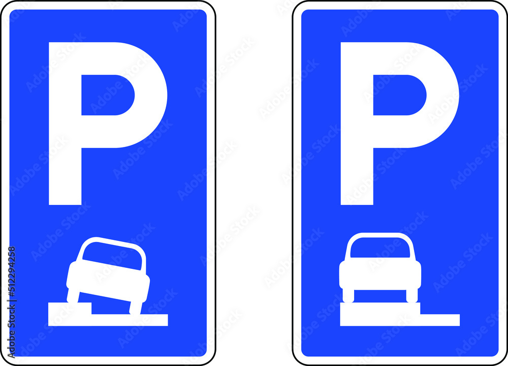 Parking sign with letter P and car vector illustration Parking sign with letter P and car vector illustration
