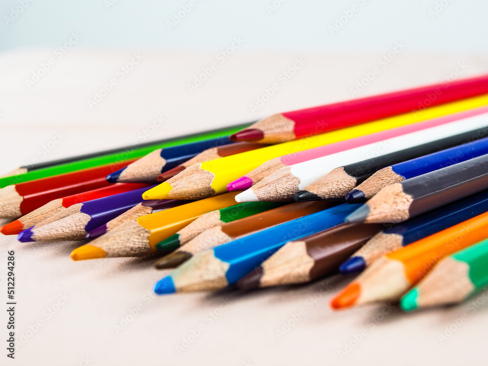 Fototapeta premium Set of colored pencils for school