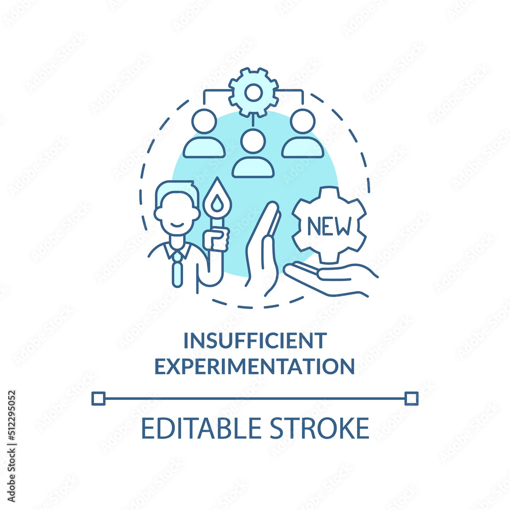 Insufficient experimentation turquoise concept icon. Adaptability enemy in HR abstract idea thin line illustration. Isolated outline drawing. Editable stroke. Arial, Myriad Pro-Bold fonts used Insufficient experimentation turquoise concept icon. Adaptability enemy in HR abstract idea thin line illustration. Isolated outline drawing. Editable stroke. Arial, Myriad Pro-Bold fonts used