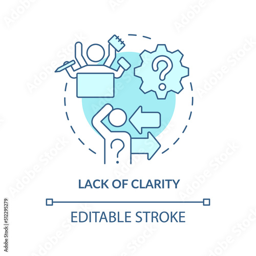 Lack of clarity turquoise concept icon. Disorder and chaos. Barrier to change abstract idea thin line illustration. Isolated outline drawing. Editable stroke. Arial, Myriad Pro-Bold fonts used
