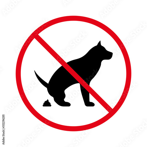Forbid Dog Pooping Dung Pictogram. Ban Animal Poop Black Silhouette Icon. Prohibited Pet Defecate Red Stop Symbol. No Allowed Park Zone Animal Excrement Sign. Clean Area. Isolated Vector Illustration