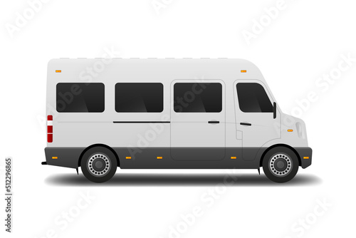 Realistic bus mockup. White van for delivery. Vector illustration.