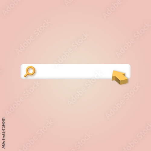 3d search bar template with cursor for website. Vector