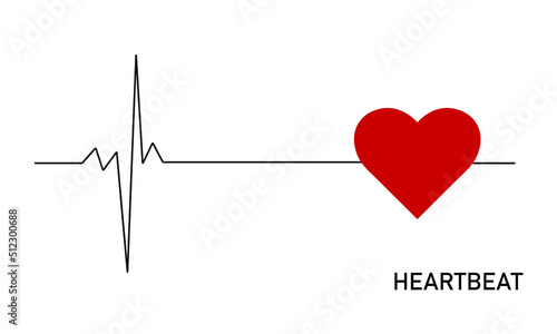 Heartbeat line icon. Pulse rate monitor. Vector illustration of heart beat ecg. Healthy and medical concept. Cardio symbol photo