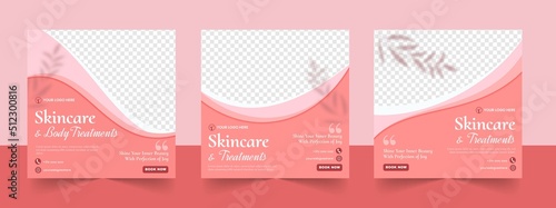 Beauty bodycare wellness and spa treatments salon content ideas for social media instagram square post banner template