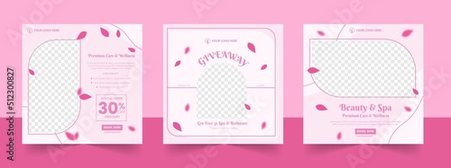 Beauty bodycare wellness and spa content ideas for social media instagram square post banner template