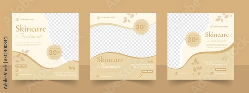 Beauty bodycare wellness and spa treatments content ideas for social media square post banner template