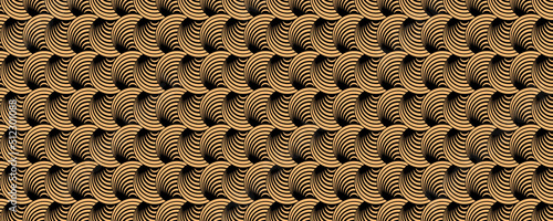 Black and golden circular optical pattern, gold geometric background