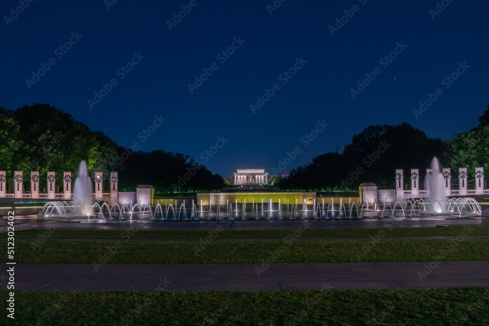 View of the Lincoln Memorial With the World War II Memorial in the Foreground View of the Lincoln Memorial With the World War II Memorial in the Foreground