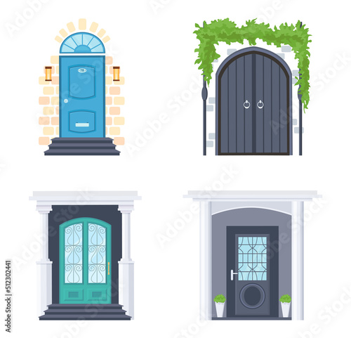 Front doors design for apartment or cottage house