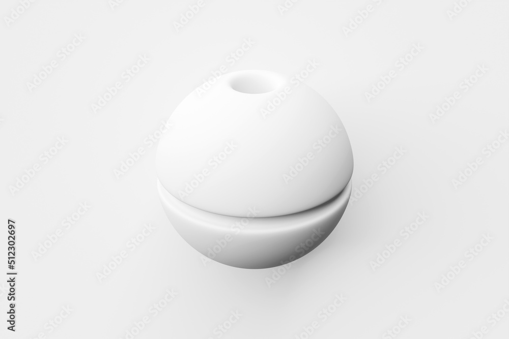 3D rendering. White inflatable ball. Close-up of geometric figure ball flying 3D rendering. White inflatable ball. Close-up of geometric figure ball flying