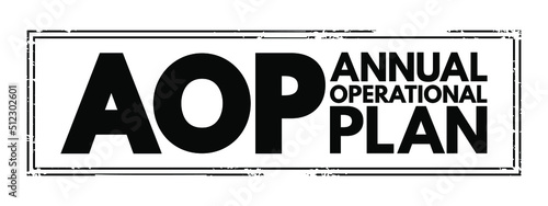 AOP Annual Operational Plan - practical document that defines the financial and human resources that need to be allocated to achieve your business goals, acronym text concept stamp