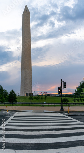 Portrait View of the Washington Monument From Across Street Walkway