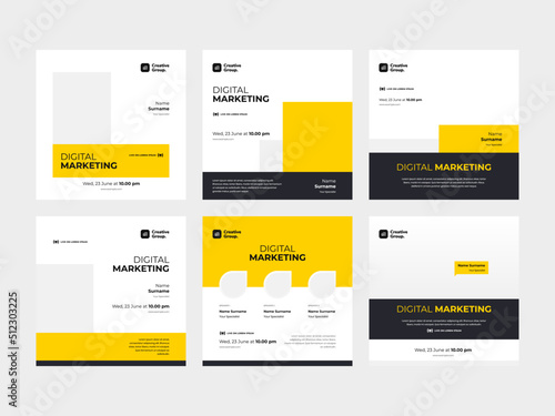 Engage Your Audience with Our Set of Minimal Webinar Square Banner, Flyer Poster, and Social Media Post Templates