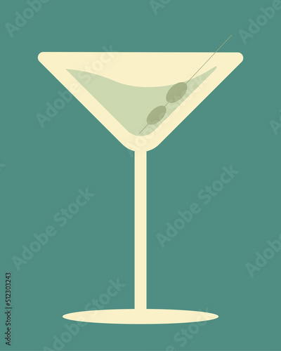 hand drawn martini. alcoholic drink for summer holiday and beach. Vector cocktail