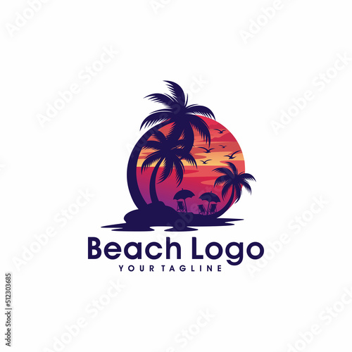 Beach logo design vector template