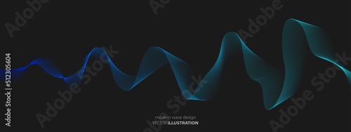 Vector abstract wave symbol. Texture of chaotic lines. LED strip. Glowing stripes. Heart rate.  Milky Way. Background for presentation, screensaver, science, technology, social networks, business.