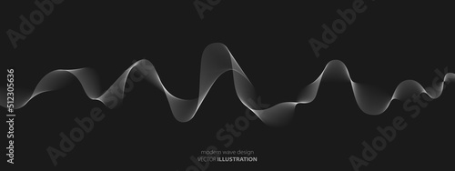 Vector halftone abstract wave symbol. Texture of chaotic lines. Monochrome energy flow. Music track. Heart rate. Background  presentation, screensaver, science, technology, social networks, business.