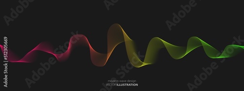 Vector abstract wave symbol. Texture of chaotic lines. LED strip. Glowing stripes. Heart rate.  Milky Way. Background for presentation, screensaver, science, technology, social networks, business.