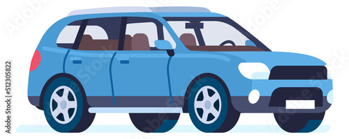 Blue suv icon. Big offroad crossover. Sport utility car