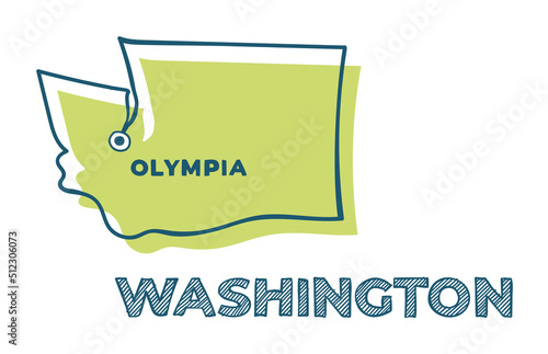 Doodle vector map of Washington state of USA photo