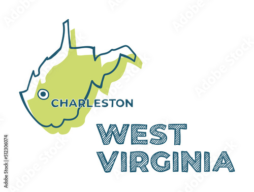 Doodle vector map of West Virginia state of USA.