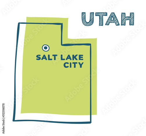 Doodle vector map of Utah state of USA
