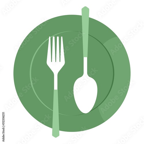 Cutlery fork spoon and plate. vector sketch. hand drawing isolated