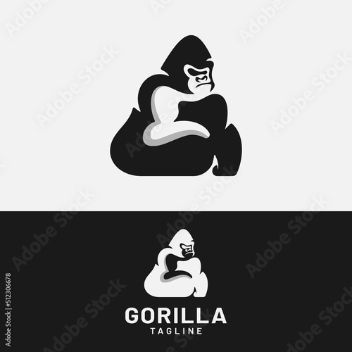Letter Initial G Gorilla Logo Design Template. Suitable for General Sports Fitness Finance Construction Company Business Corporate Shop Apparel in Simple Modern Style Logo Design.