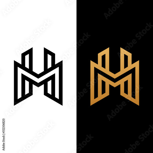 M H MH HM Letter Monogram Initial Logo Design Template. Suitable for General Sports Fitness Finance Construction Company Business Corporate Shop Apparel in Simple Modern Style Logo Design.