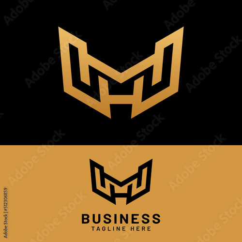 M H MH HM Letter Monogram Initial Logo Design Template. Suitable for General Sports Fitness Finance Construction Company Business Corporate Shop Apparel in Simple Modern Style Logo Design.