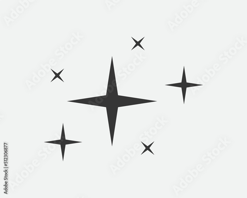 Stars vector icon. Abstract star symbol black and white. Galaxy collection sign.