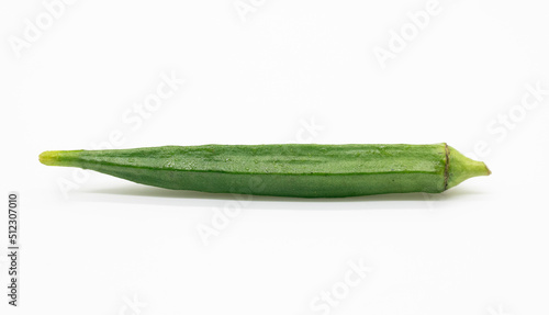 single okra or Lady Finger over on white background